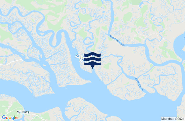 Carte des horaires des marées pour Bowles Island (New Chehaw River), United States