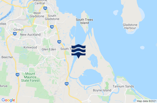 Carte des horaires des marées pour Boyne Island, Australia