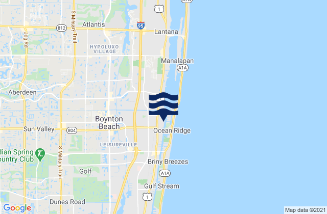 Carte des horaires des marées pour Boynton Beach, United States