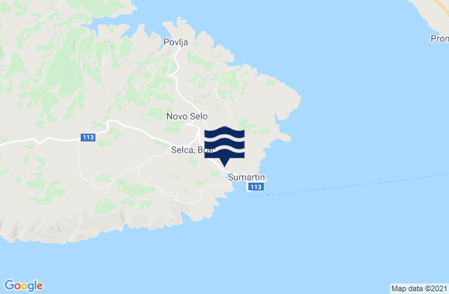 Carte des horaires des marées pour Brac Island, Croatia