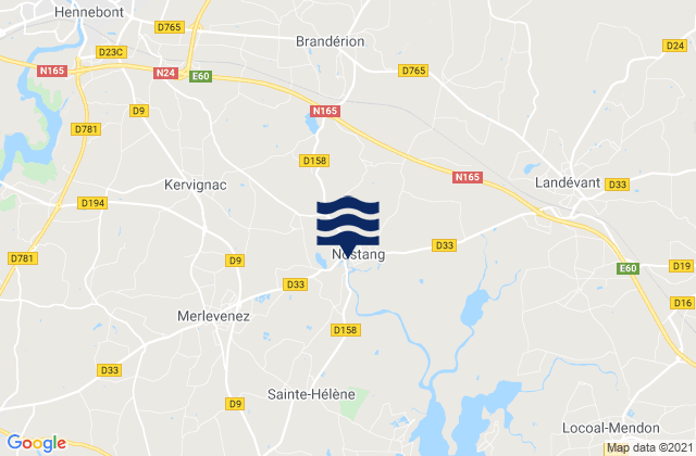 Carte des horaires des marées pour Brandérion, France