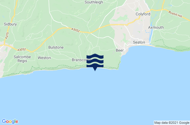 Carte des horaires des marées pour Branscombe Mouth Beach, United Kingdom