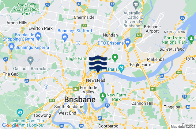 Carte des horaires des marées pour Breakfast Creek, Australia