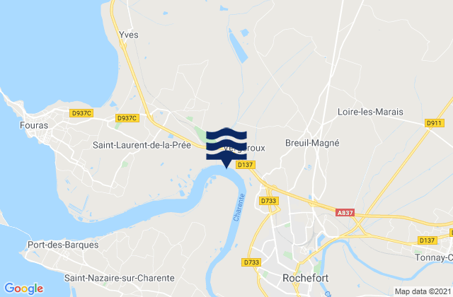 Carte des horaires des marées pour Breuil-Magné, France