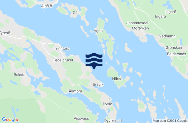 Carte des horaires des marées pour Brevik, Sweden