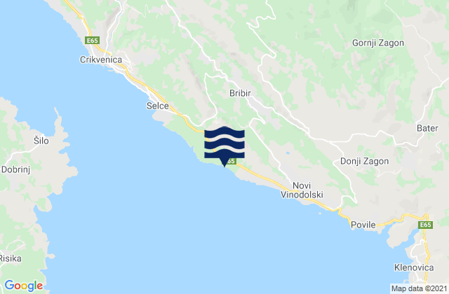 Carte des horaires des marées pour Bribir, Croatia