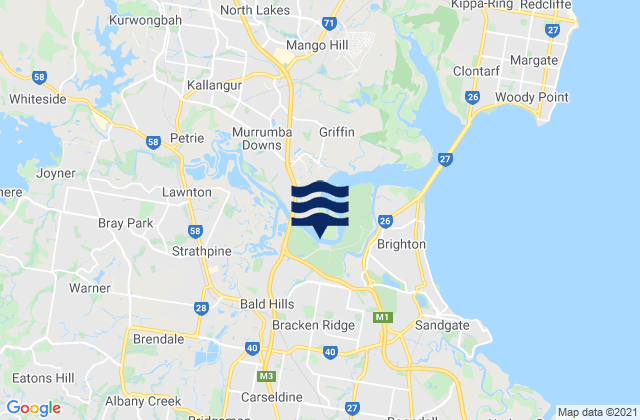 Carte des horaires des marées pour Bridgeman Downs, Australia
