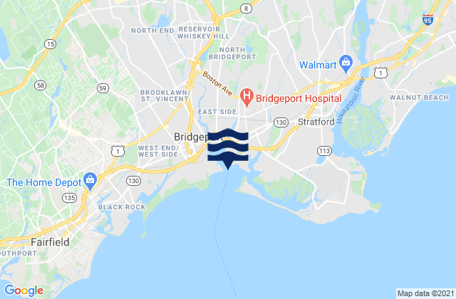 Carte des horaires des marées pour Bridgeport Harbor Tongue Point, United States