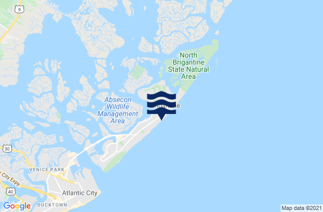 Carte des horaires des marées pour Brigantine Beach, United States