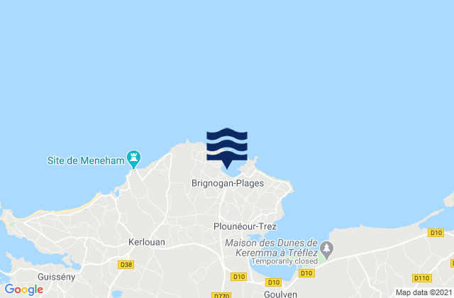 Carte des horaires des marées pour Brignogan-Plages, France
