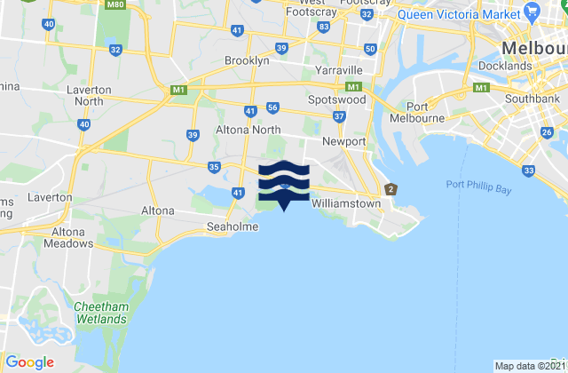 Carte des horaires des marées pour Brimbank, Australia