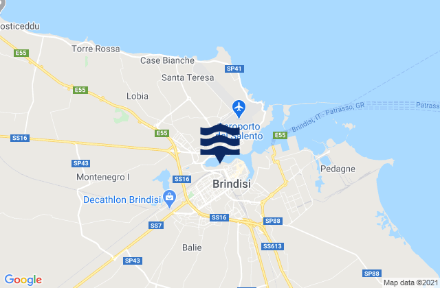 Carte des horaires des marées pour Brindisi, Italy
