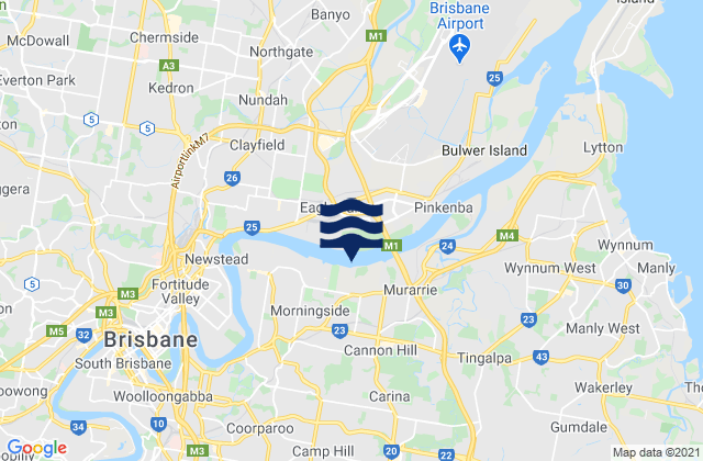 Carte des horaires des marées pour Brisbane, Australia