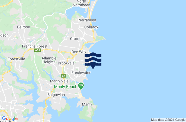 Carte des horaires des marées pour Brookvale, Australia