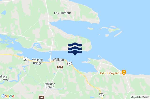 Carte des horaires des marées pour Brown Bay, Canada