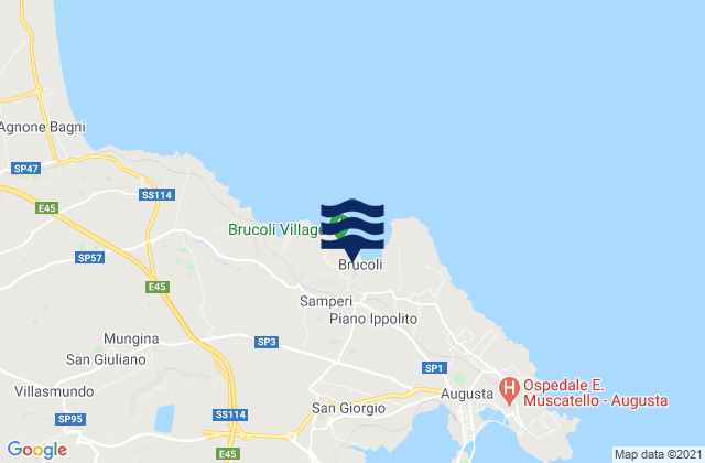 Carte des horaires des marées pour Brucoli, Italy