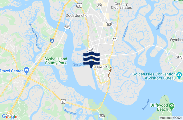 Carte des horaires des marées pour Brunswick (East River), United States