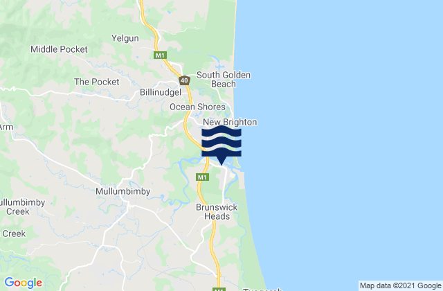 Carte des horaires des marées pour Brunswick Heads, Australia