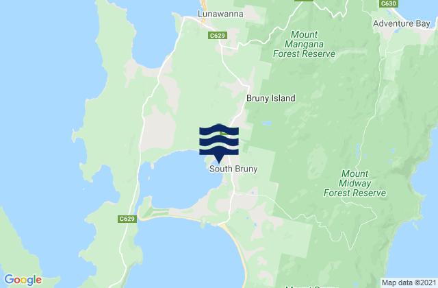 Carte des horaires des marées pour Bruny Island - Coal Point, Australia