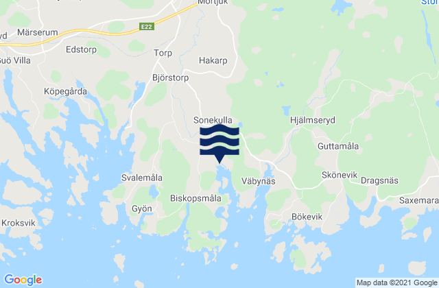 Carte des horaires des marées pour Bräkne-Hoby, Sweden