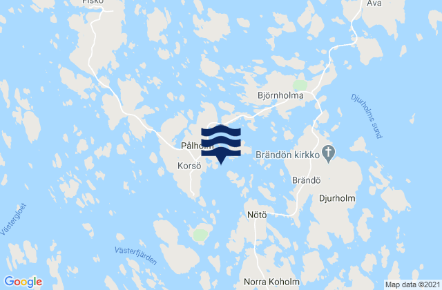 Carte des horaires des marées pour Brändö, Aland Islands