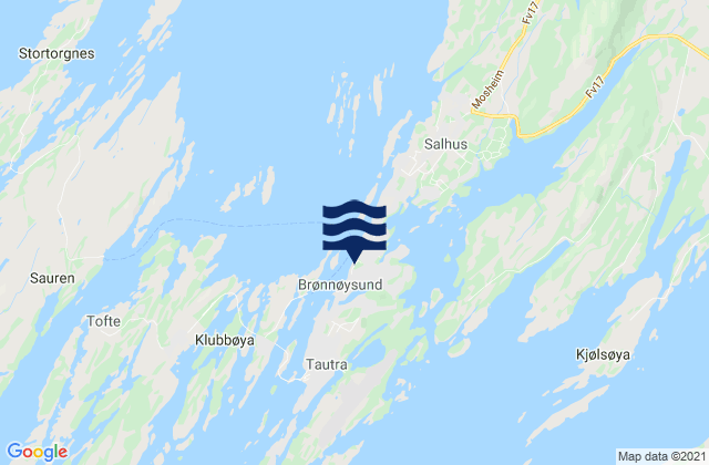 Carte des horaires des marées pour Brønnøysund, Norway