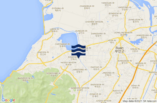 Carte des horaires des marées pour Buan-gun, South Korea