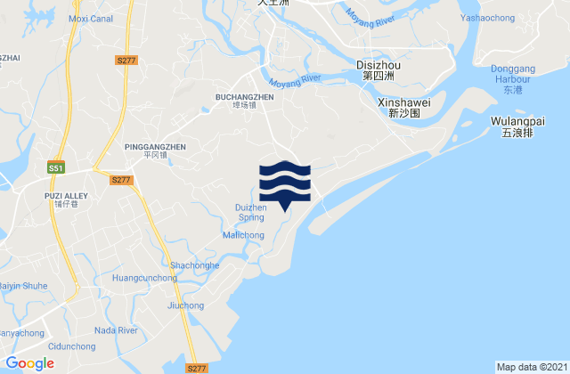 Carte des horaires des marées pour Buchang, China