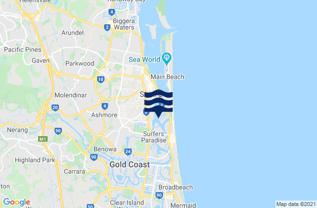 Carte des horaires des marées pour Budds Beach, Australia