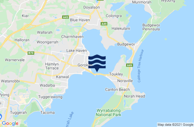 Carte des horaires des marées pour Buff Point, Australia