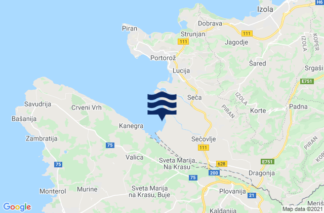 Carte des horaires des marées pour Buje, Croatia