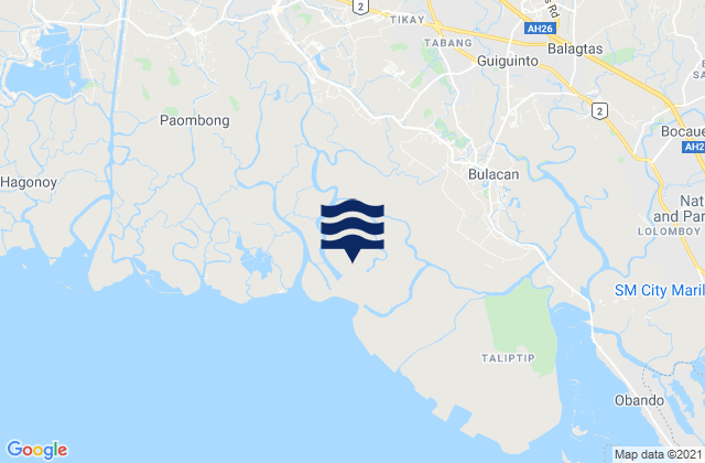 Carte des horaires des marées pour Bulacan, Philippines