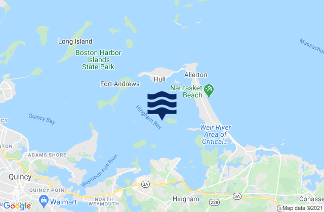 Carte des horaires des marées pour Bumkin Island 0.1 n.mi. west of, United States