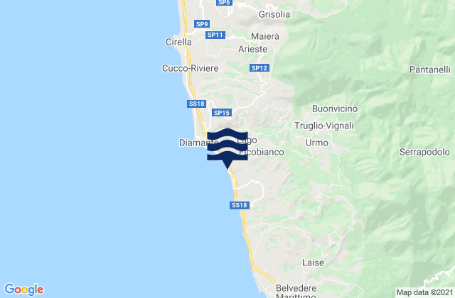 Carte des horaires des marées pour Buonvicino, Italy