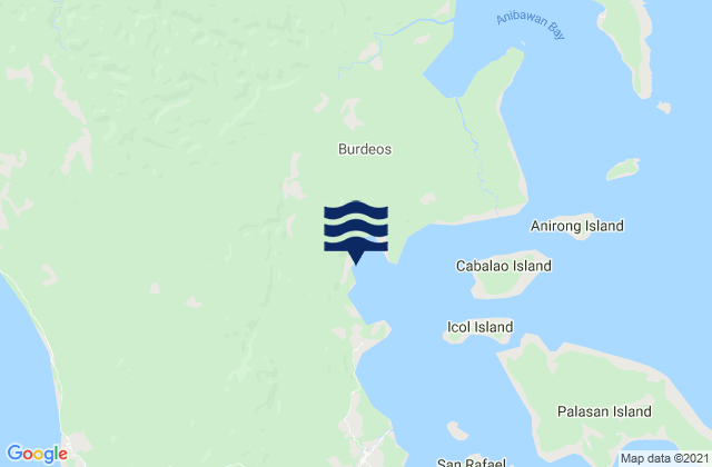 Carte des horaires des marées pour Burdeos Bay (Polillo Island), Philippines