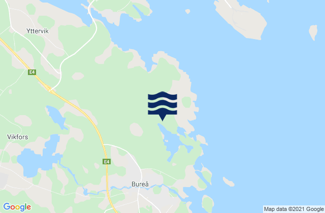 Carte des horaires des marées pour Bureå, Sweden