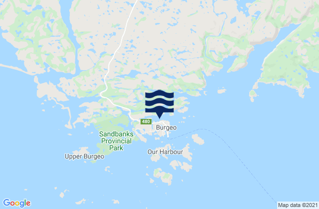 Carte des horaires des marées pour Burgeo, Canada