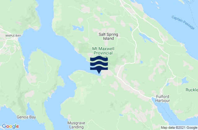 Carte des horaires des marées pour Burgoyne Bay, Canada
