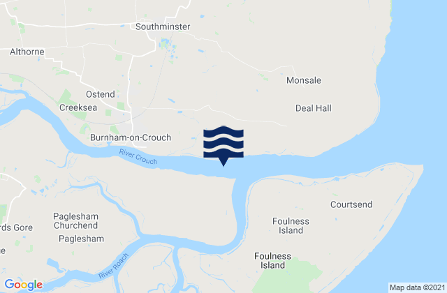Carte des horaires des marées pour Burnham-on-Crouch, United Kingdom