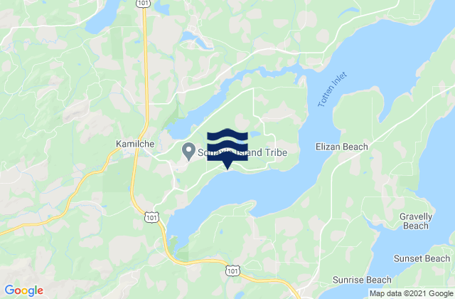 Carte des horaires des marées pour Burns Point (Totten Inlet), United States