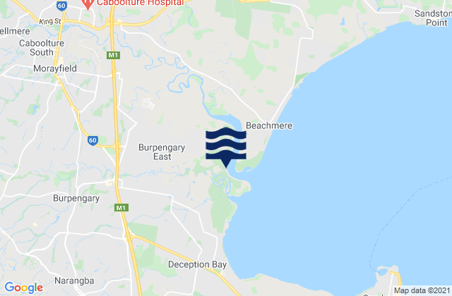 Carte des horaires des marées pour Burpengary, Australia