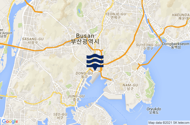 Carte des horaires des marées pour Busanjin-gu, South Korea