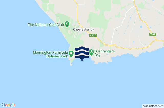 Carte des horaires des marées pour Bushrangers Bay, Australia