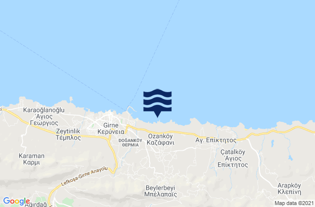 Carte des horaires des marées pour Bélapaïs, Cyprus