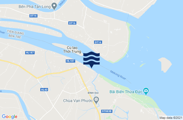 Carte des horaires des marées pour Bình Đại, Vietnam