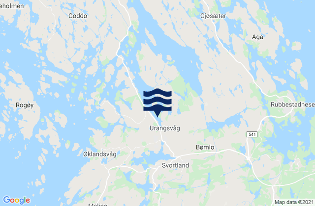 Carte des horaires des marées pour Bømlo, Norway