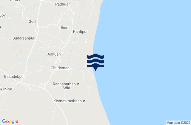 Carte des horaires des marées pour Bāsudebpur, India