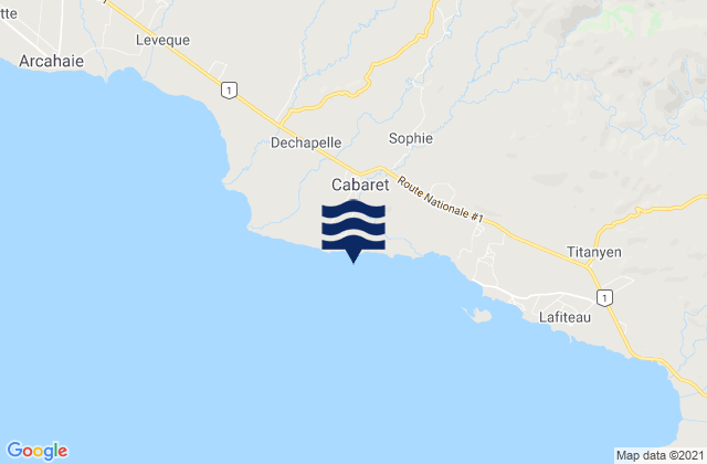 Carte des horaires des marées pour Cabaret, Haiti