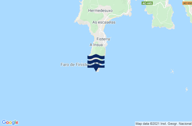 Carte des horaires des marées pour Cabo Finisterre, Spain