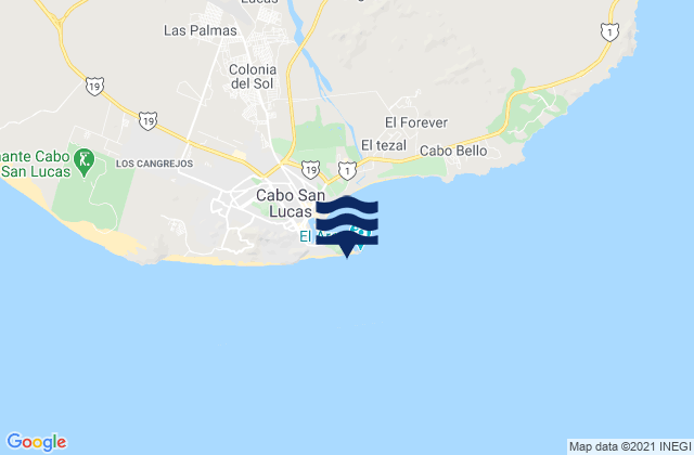 Carte des horaires des marées pour Cabo San Lucas, Mexico
